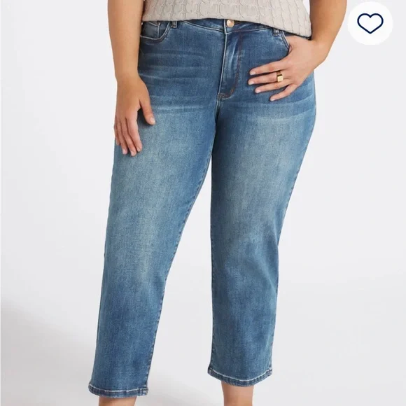Blue Ankle Cropped Jeans with Relaxed Fit - Picture 1 of 3